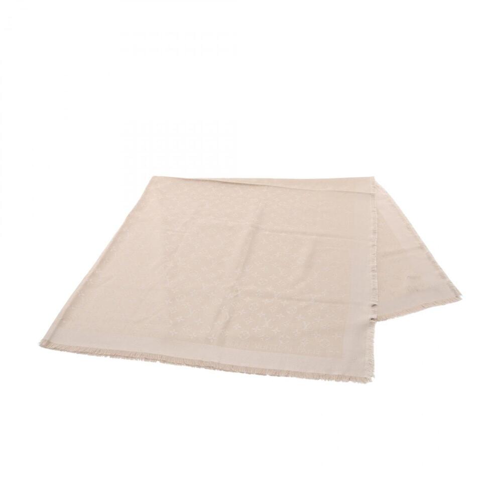 Louis Vuitton Monogram Shawl, Greige, Wool and Silk, Women's, Beige, M71336